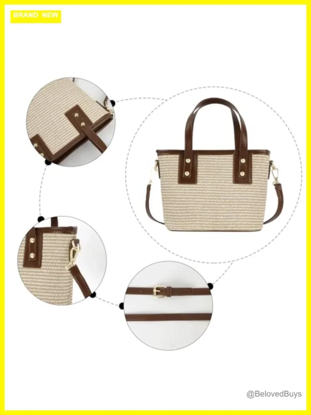 Handwoven Straw Hobo Bag Crossbody Shoulder Top Handle Purse